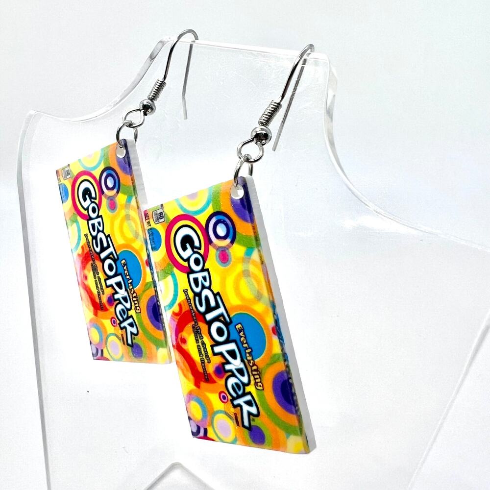 Gobstopper Earrings - Retro Candy Dangle Jewelry - Bright Color Pop Style - Picture 5 of 8